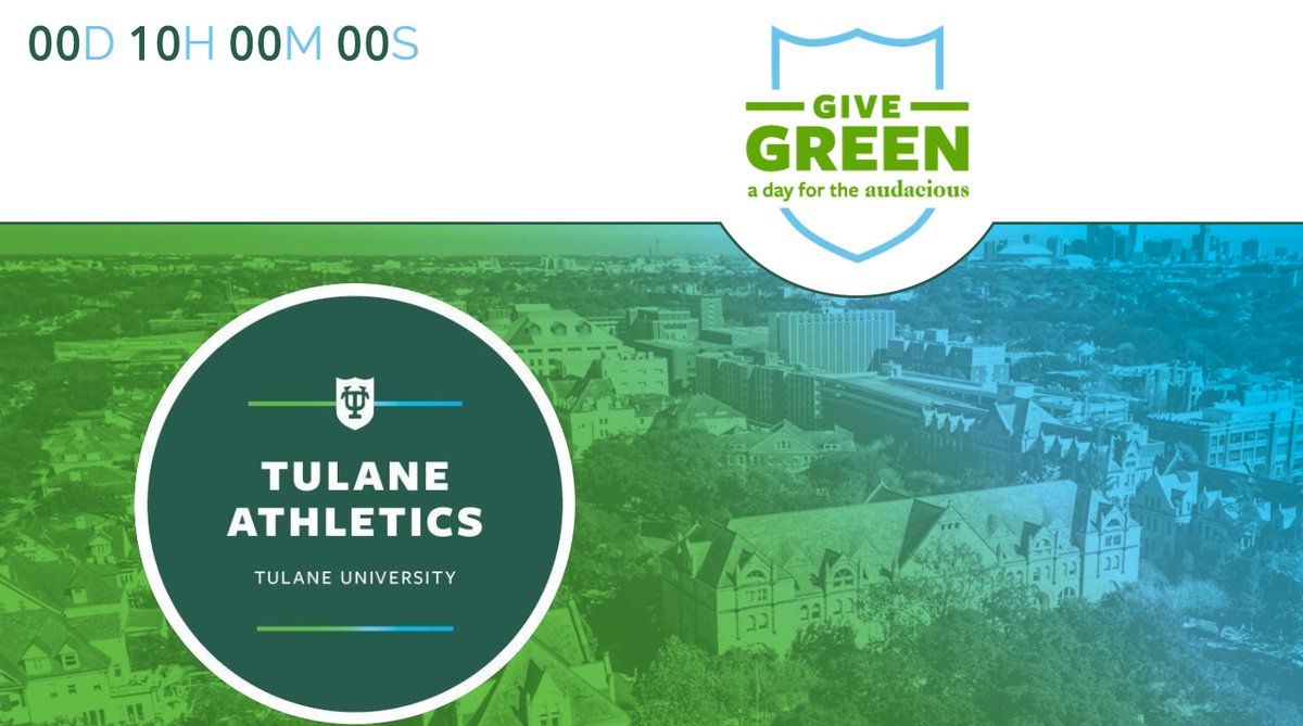 Only 🔟 hours until #GiveGreenTU

𝗪𝗲 𝗻𝗲𝗲𝗱 𝘆𝗮! 

If you have already made your gift this fiscal year, please join me in making a smaller gift right now - Teamwork makes the dream work.

greenwaveclub.com/givegreen