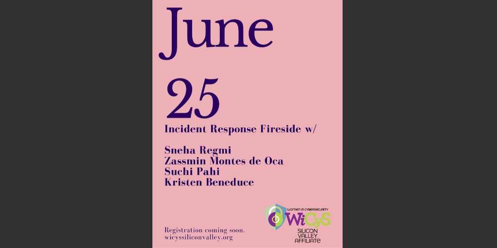 WiCyS_SV's tweet photo. Want to learn more about Incident Response? Come get to know some incredible women working in this field from right here in Silicon Valley! Tomorrow at 5PM. Join us at https://t.co/3Or2Sv7NBd
#wicys #wicyssiliconvalley #gowicyswomen https://t.co/oMsG8gGQ51