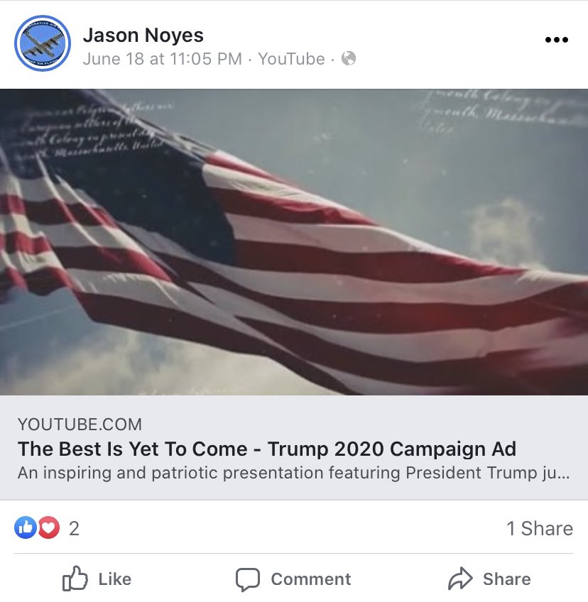 No surprise. Jason Noyes is a big Trump supporter. Like other racists, Jason loves it when Trump attacks kneeling athletes.