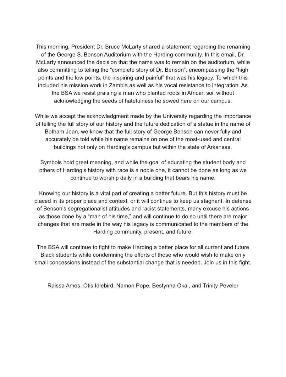 rai_ames's tweet photo. 18,063 voices. All ignored.

This is @harding_bsa’s response in regards to the statement released by @HardingU. It will be officially posted to our socials platforms later today but as President, I could not wait any longer to speak. 

Stand with us. Fight with us. https://t.co/NEp4N8WmtG
