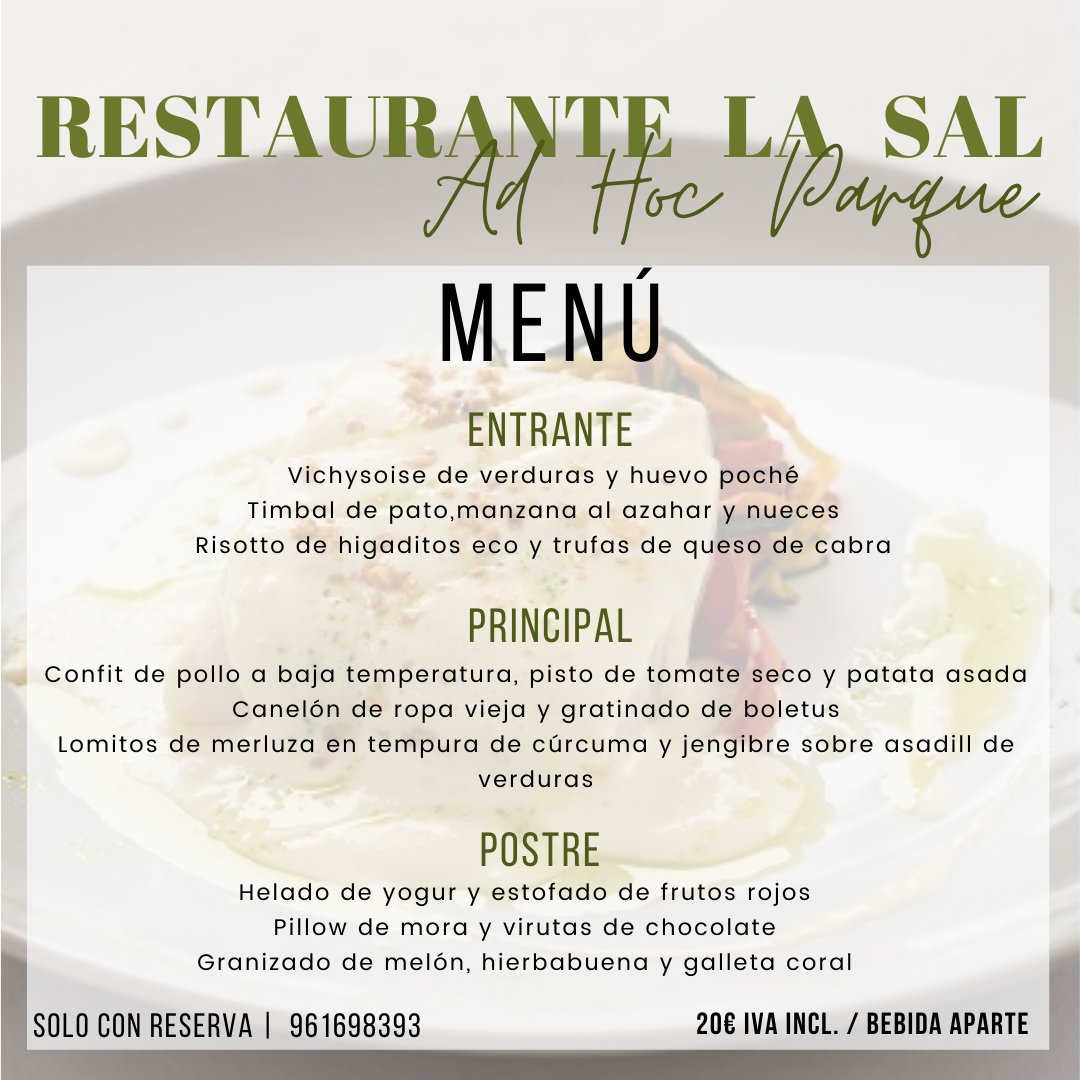 ¡Ya está aquí nuestro nuevo menú!
Podéis llamarnos al 96 169 83 93 para reservar vuestra mesa :) #adhochoteles #restaurantevalencia #instahotel #instarestaurant #comoencasa #gastronomia #foodanddrink #betera #valencia