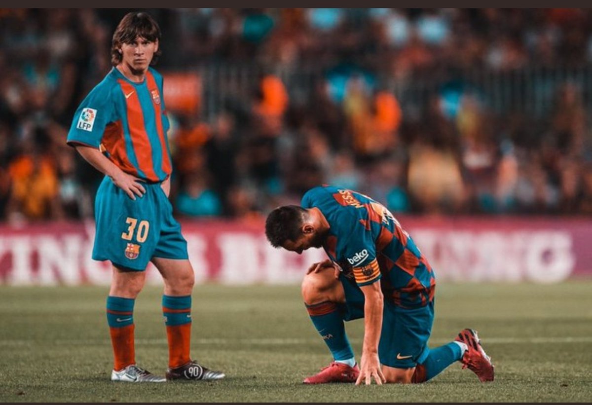 There is hundreds of people outside. What’s the reason? You don’t know yet…The line-ups are announced. Both of Barca and the other team. Messi is starting. He’s in midfield. Leading it, like never before. He wants to give his best, but he looks confused.