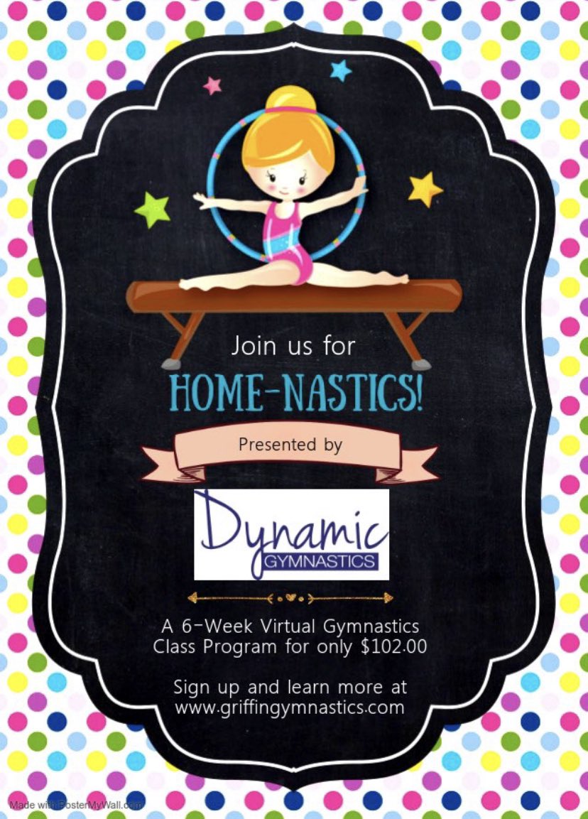 DynamicGriffins's tweet photo. We are still offering our virtual gymnastics classes!  Classes will be starting July 5. Visit our webpage at https://t.co/gXF11KMXcW. #gymnastics #homenastics https://t.co/mtKiuligGE