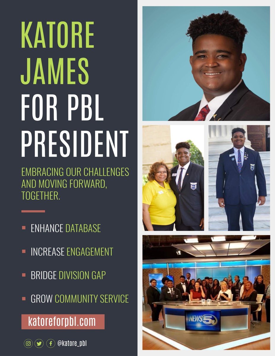 Greetings PBL members and advisers, it is with great honor that I announce my candidacy to be your next PBL National President! Please visit katoreforpbl.com and contact me if you have any questions!
#MovingForwardTogether 
#nle20 
#Wearefblapbl