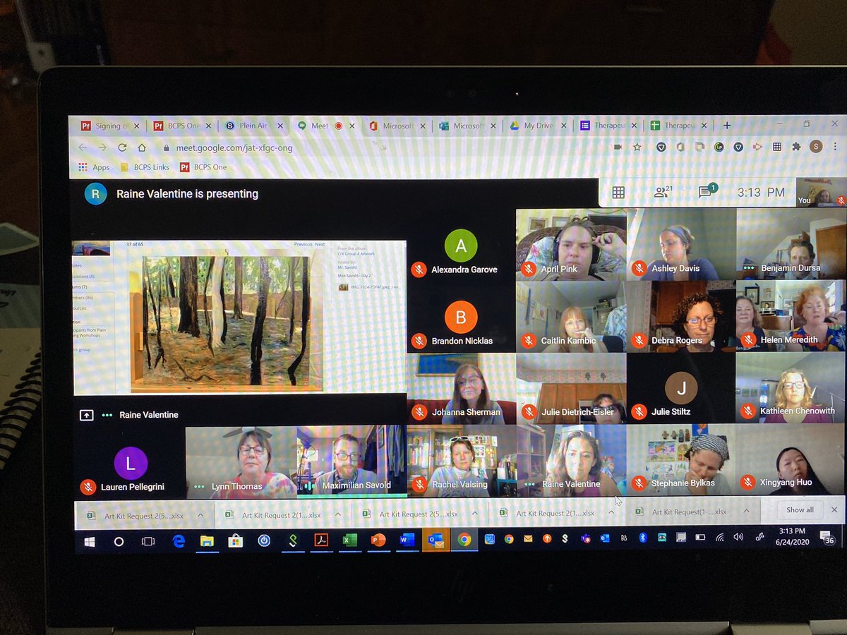 sfisherBCPS's tweet photo. Day 2 of our virtual &amp; socially distant Plein Air wkshp I wish you could hear the rich conversations @BaltCoPS Art teachers are having ❤️! https://t.co/oateobS7Cz