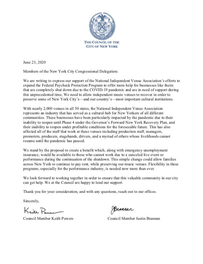 Our independent venues are vital to our music and cultural scene.

That’s why <a href="/JustinBrannan/">Justin Brannan</a> and I named ourselves the “CBGB’s Caucus” in the New York City Council — to stand up for our local arts and music.

Read our letter in support of independent music venues: