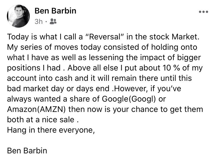 Investors , I am well aware of today’s hugely negative market . Here is an except from a post I did elsewhere in regards to it . I outline a few possible moves that an investor could consider during this time .<a href="/realhartman/">Butch Hartman</a> <a href="/carlyyhartman/">Carly Hartman</a> <a href="/JulieannHartman/">Julieann Hartman</a>