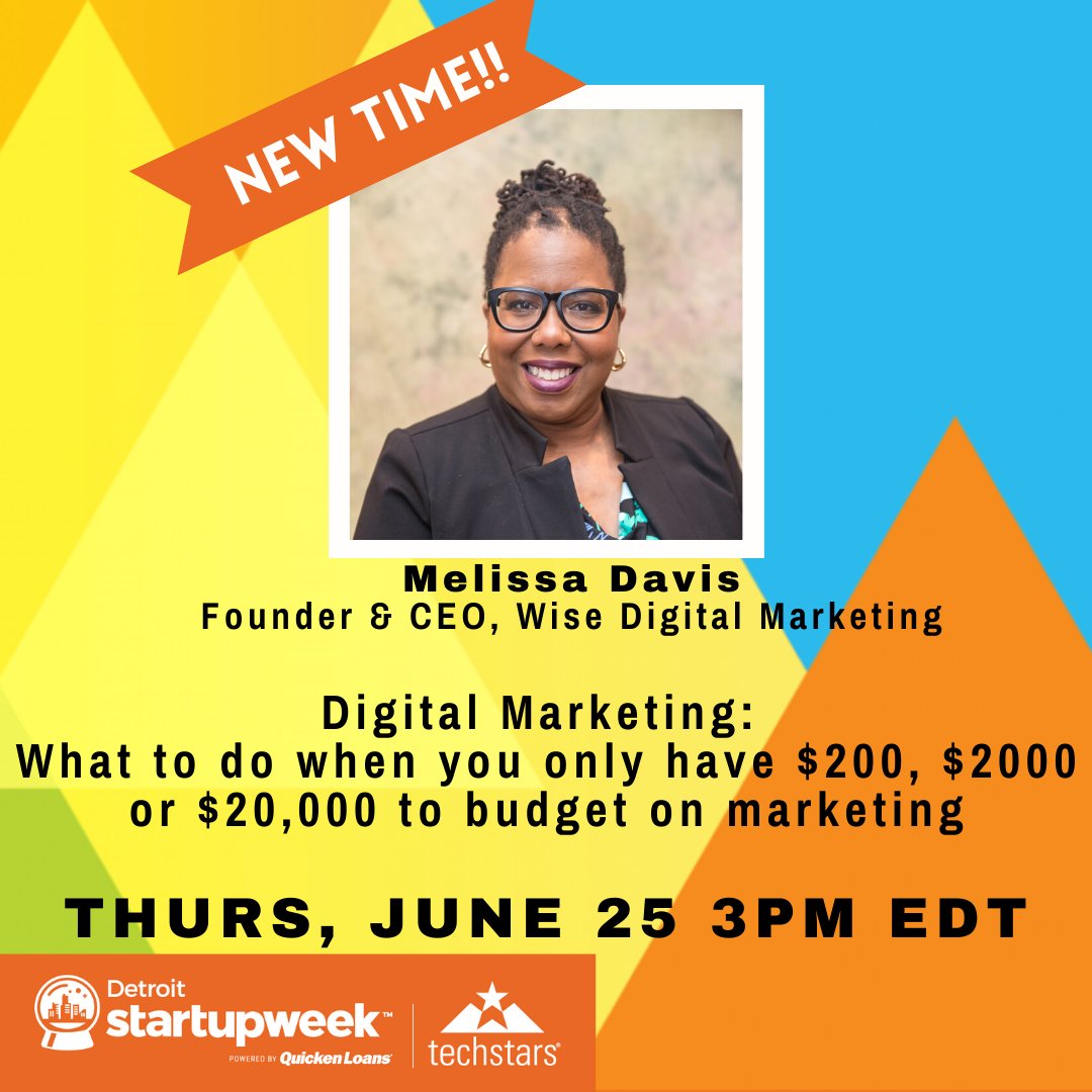 detstartupweek's tweet photo. Rescheduled! Join us Thursday for digital marketing and a deep dive into email marketing
Register now: https://t.co/TKlYTXCjDg #DETSW2020 #DetroitStartupWeek https://t.co/8E8JKEMtDA
