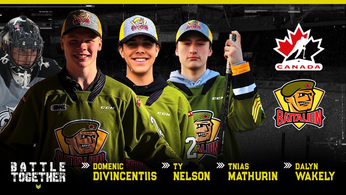 Congratulations to Battalion prospects Ty Nelson, Dalyn Wakely, Tnias Mathurin and Domenic Divincentiis on being invited to <a href="/HockeyCanada/">Hockey Canada</a>'s virtual U17 development camp! #BattleTogether