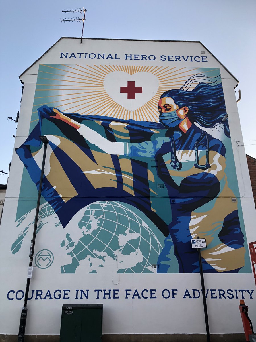 PoetsCornerE17's tweet photo. Mural tribute to @NHSMillion: Courage in the face of Adversity - National Hero Service on Ravenswood Road Walthamstow E17. https://t.co/AUpEDE8BJd