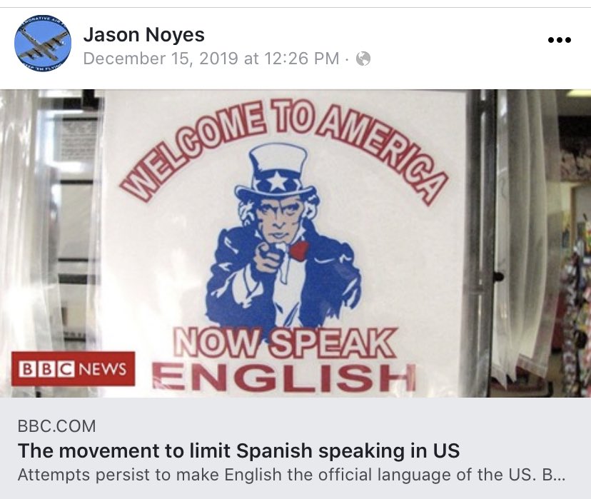 Jason Noyes is also a fan of Limbaugh, posted about speaking English, and says folks are stupid for voting for people he doesn’t like.