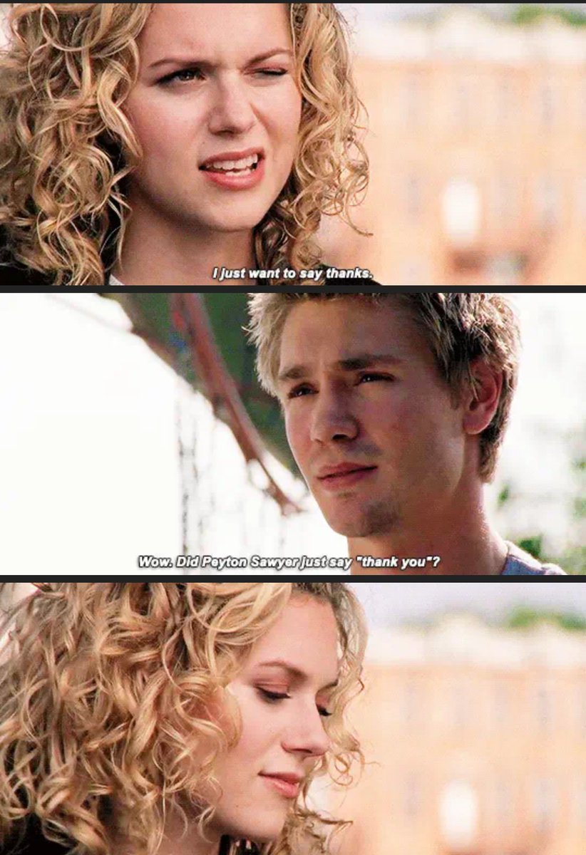 1x03: He barely knows her, but Lucas sends Peyton's designs to Thud magazine, knowing its hard for Peyton to put herself out there. 3 episodes in and the soulmate connection is obvious.