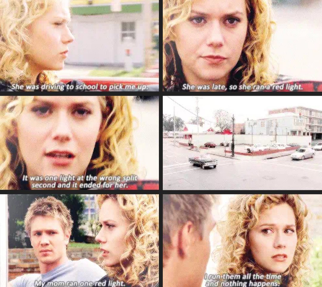 1x05: Peyton is damn near suicidal running red lights, and this man Lucas jumps into the car just to be with her. I'm dead serious, why would you think he'd end up with anyone else? He goes out of his way for her constantly.