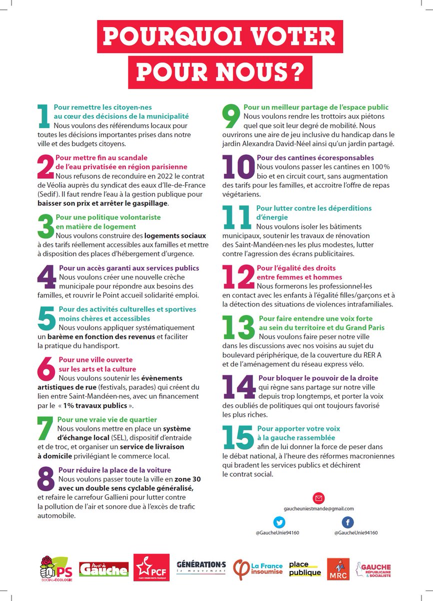 GaucheUnie94160's tweet photo. - 15 ?
- Oui.
- Non mais, sérieusement, 15 ?
- Oui !
- Ça parait énorme !
- Oui, mais il existe vraiment 15 bonnes raisons de voter pour nous.

#DimancheOnVote
#SaintMande2020 
#Municipales2020 https://t.co/P3BRCfwKgV