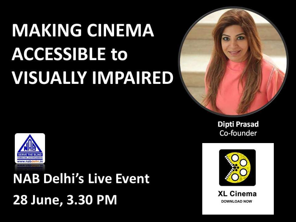 xlcinema's tweet image. Don&apos;t forget to join me live on @nabdelhionline Facebook page for all your Q&amp;amp;A. #AudioDescription #cinema4all #languageforall #AccessibleIndia #xlcinema #inclusion