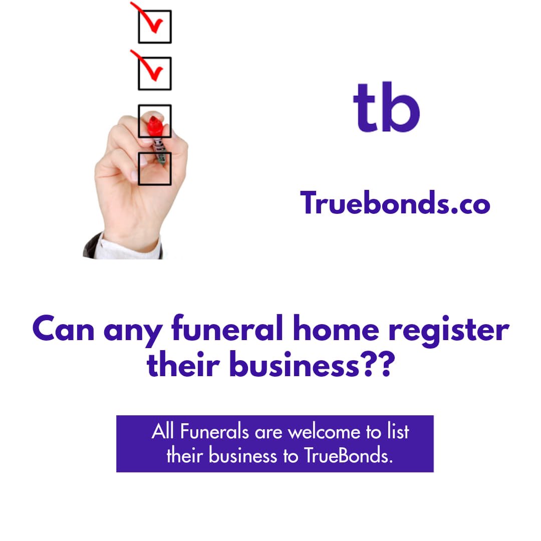 bonds_true's tweet photo. All Funerals are welcome to list their business to TrueBonds. 
It is free of charge. 

➡️ List your business!
➡️ Click the Link in Bio🔝
.
.
#truebonds #funeral #funeralnyc #funeraldirector #funeralservice #listyourbusiness #onlinearrangement https://t.co/P2HxVLKTJH