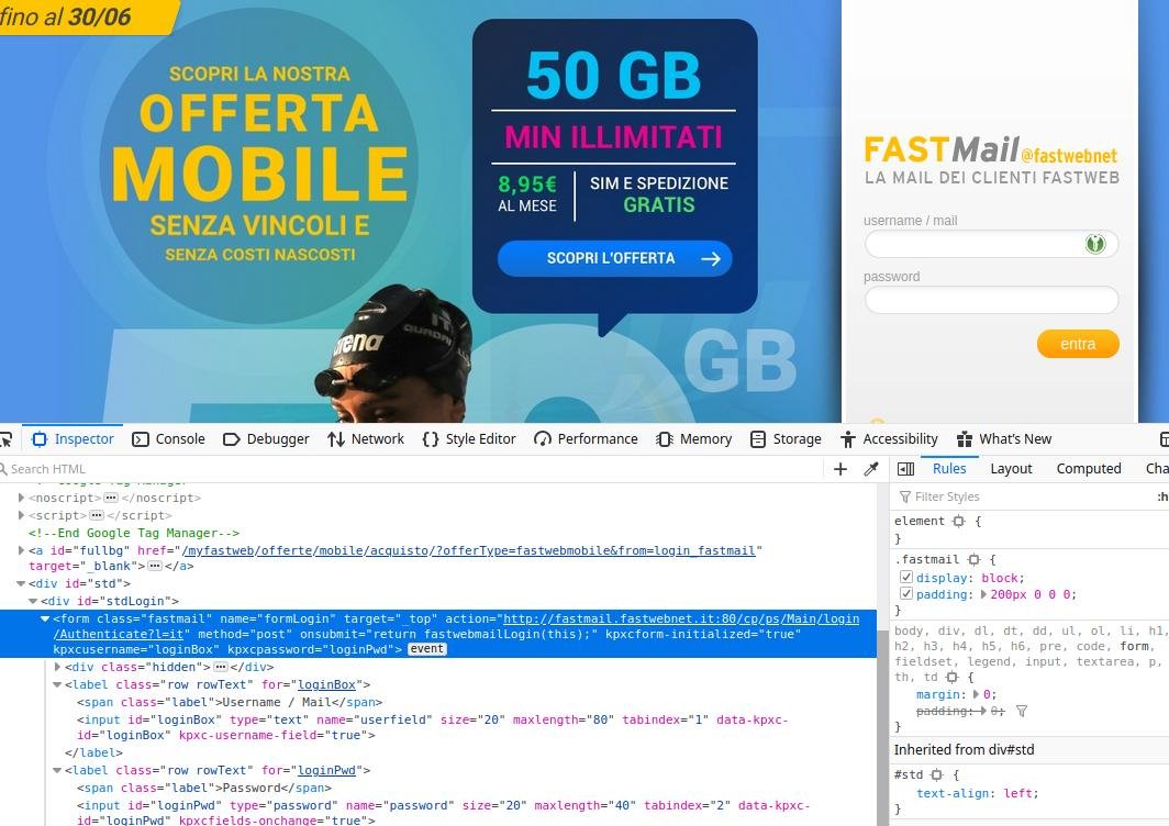 esantoro's tweet image. hey @fastweb ve lo ha fatto notare qualcuno che avete il form di accesso alla #fastmail esposto in chiaro, senza https ?