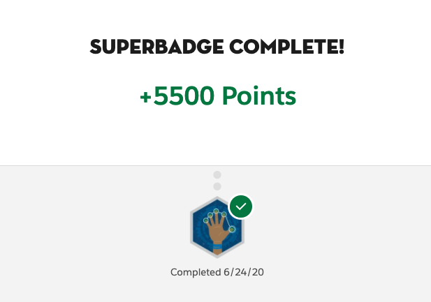 SFDCSteph's tweet image. I just completed my first superbadge!  It wasn&apos;t bad at all, I&apos;m afraid I&apos;m jinxing myself for the next one.  ha ha!  Maybe I just picked the easiest one to start with.  @trailhead