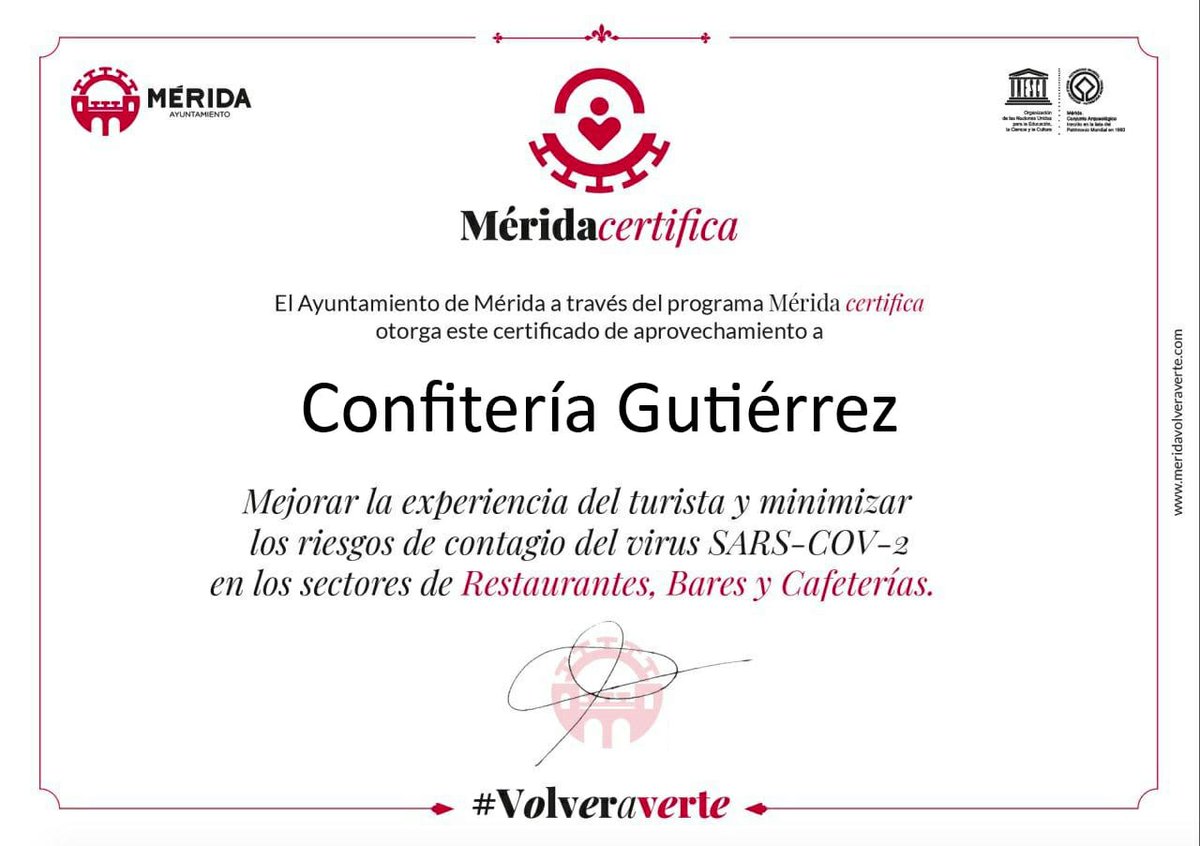 MeridaNoContext's tweet image. Tenemos en exclusiva los primeros certificados que ha puesto en marcha el @ayto_merida 
#VolveraVerte #MéridaEnamora
Si tu negocio está fuera de este listado hazlo saber etiquetando a esta cuenta.