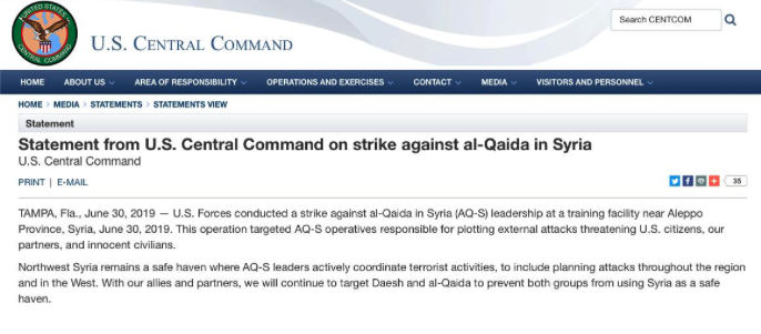  #AlQaeda-linked allegations of  #HTS complicity in US drone strikes began after a strike on June 30, '19 - the 1st in ~2yrs.That strike killed 5+  #AlQaeda loyalists *bitterly* opposed to  #HTS, who'd just quit Huras al-Din for its willingness to share fronts vs.  #Assad with  #HTS.