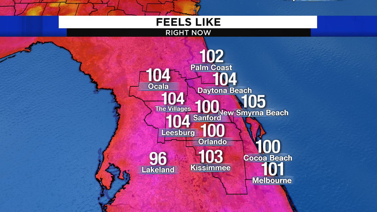 CokinosSamaraWx's tweet photo. Stepped outside and the heat rushed up to greet me within seconds. No personal space I tell ya! My goodness it's sizzling out there today. #news6 #ClickOrlando #cflx https://t.co/TUdvWZN3DP