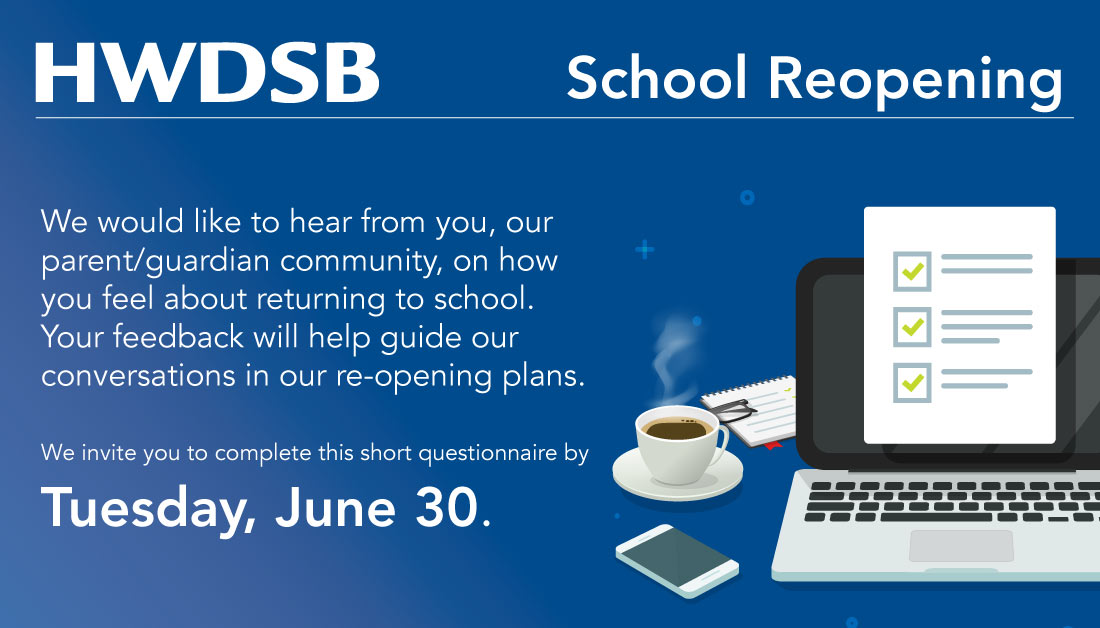 The return to school will look different due to COVID-19. We want to hear about parent/guardian concerns, expectations and requests for the reopening. Please complete a short, anonymous questionnaire by Tuesday, June 30 surveymonkey.com/r/ZVRBZC6