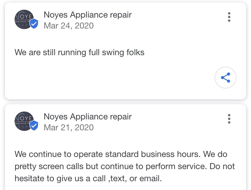 Jason Noyes is open during the  #COVID__19 pandemic.His Noyes Appliances Repair is unsafe to be around as it is operated by a racist who has made threats on Twitter, plus your ice maker is going to stay broke if you go with this  one star “F” rated business.