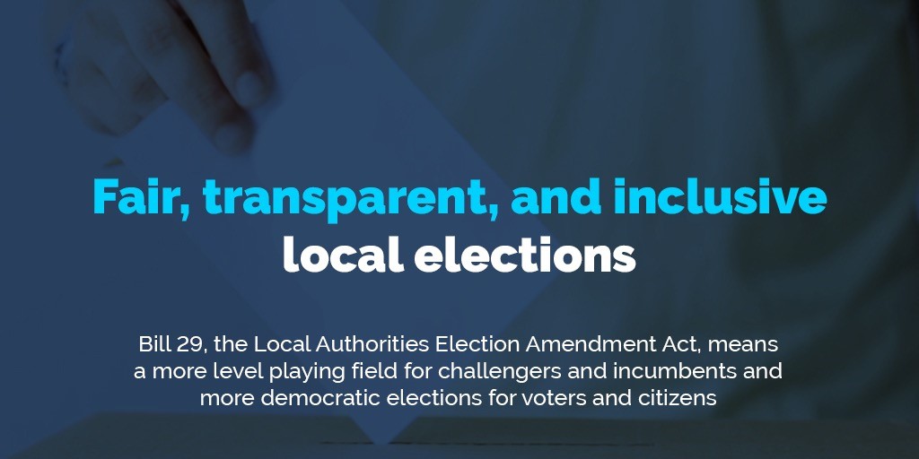 Today, I introduced Bill 29, the Local Authorities Election Amendment Act, which, if passed, will level the playing field for candidates and increase voter participation. 1/6  #ableg