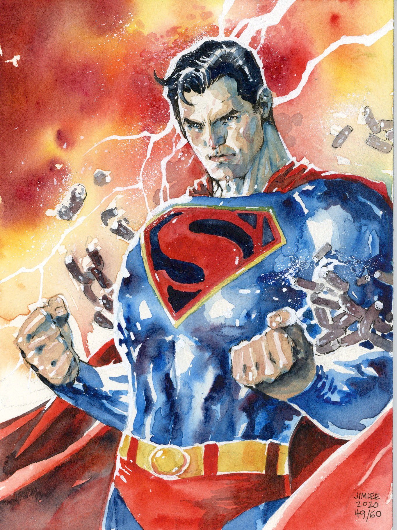 Golden Age Superman Is Unchained in New Jim Lee Watercolor