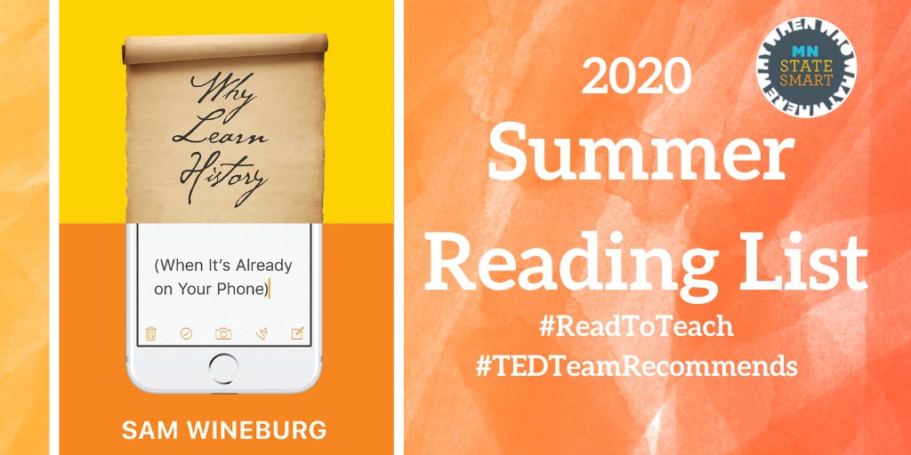 HistoryEdMNHS's tweet photo. The title alone of this week's #ReadtoTeach selection was enough to pique our interest!
"Why Learn History, When it's Already on Your Phone?," by @samwineburg, brings an important discussion to history educators navigating this digital age.
#TEDTeamRecommends https://t.co/YZKZX9chsC