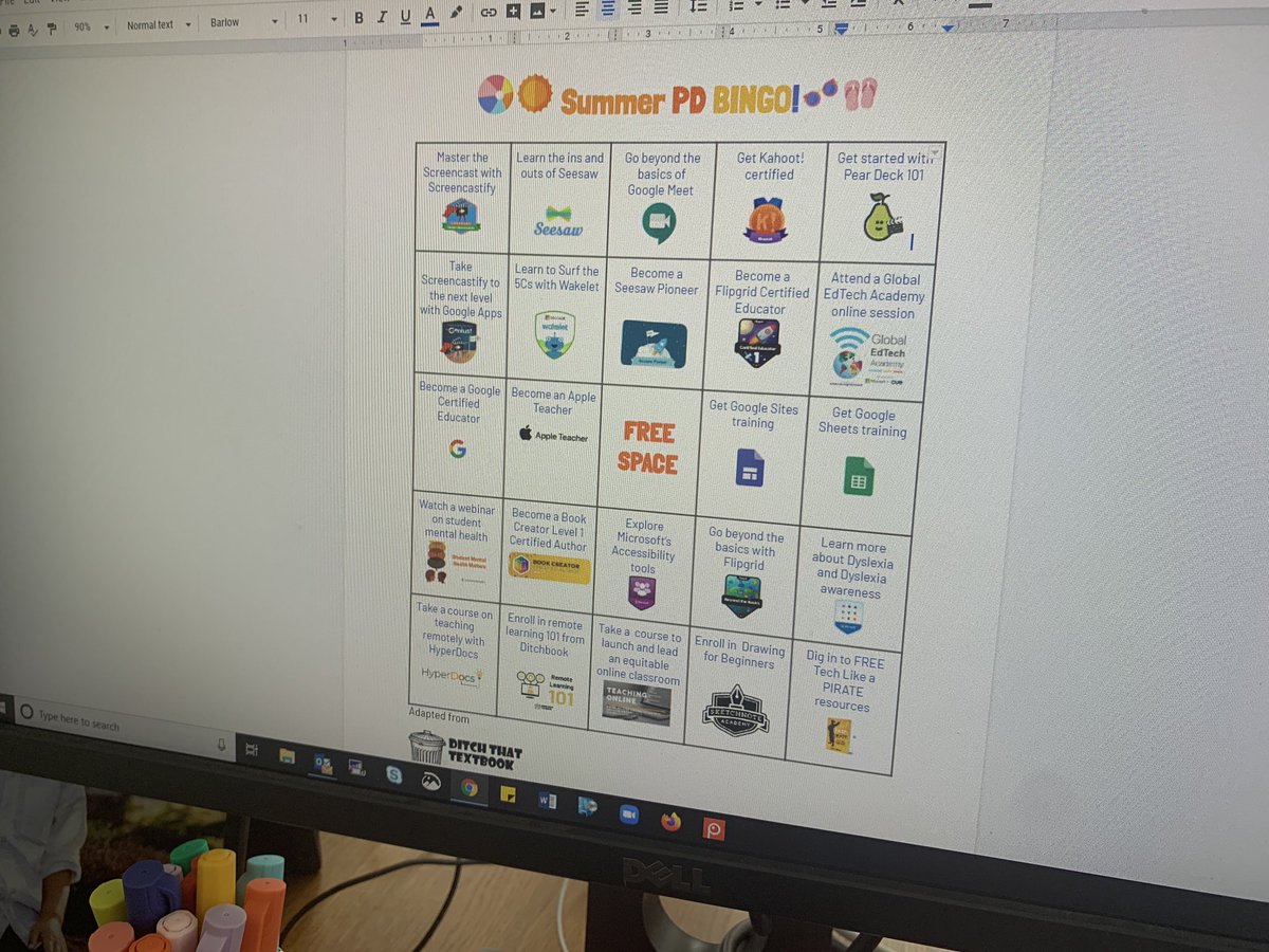 My role is evolving next year and I couldn’t be more excited! Step 1- get started on some Summer Tech PD! Thank you <a href="/BPSTIS/">BPS K-8 Instructional Tech Coaches</a> and <a href="/jmattmiller/">Matt Miller 🗑️</a> for the fun interactive Bingo Board hyperdoc! #D60learns