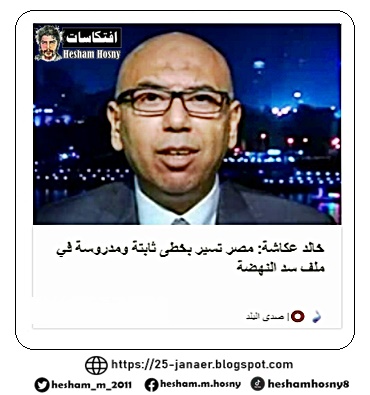 خالد عكاشة: مصر تسير بخطى ثابتة ومدروسة في ملف سد النهضة