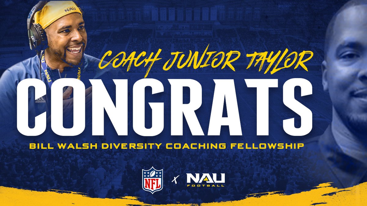 NAU_Football's tweet photo. Big news for wide receivers coach @coachJTaylor8 who will be participating in the NFL's Bill Walsh Diversity Fellowship!

🔗: https://t.co/H1yTDm1ZMz

#NAUStrong⚒️🌲💪#BigSkyFB https://t.co/0nUVD4gPmG