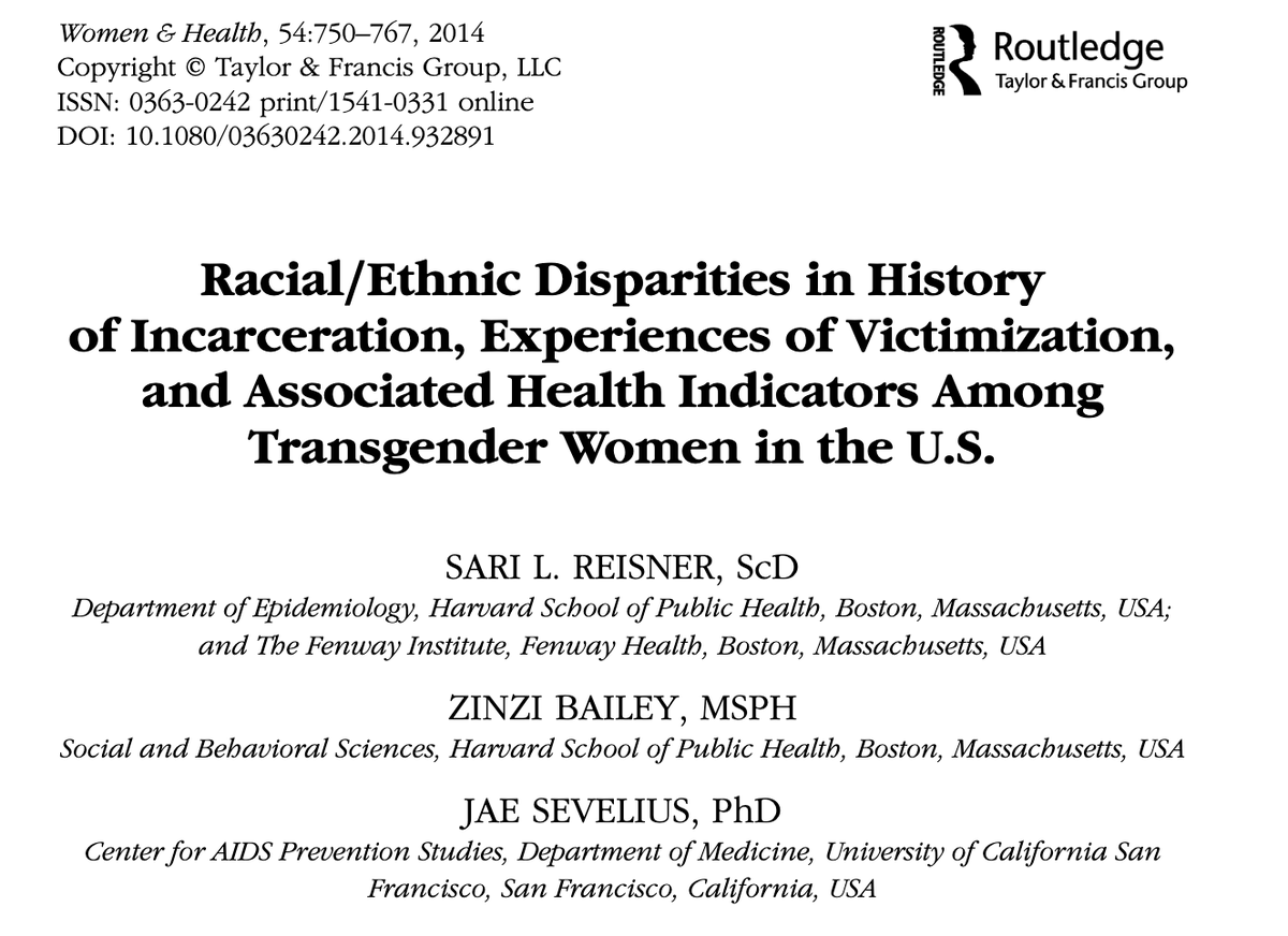 332/ "These findings demonstrate disproportionate rates of incarceration among transgender women, especially among women of color [who]... were not only incarcerated at higher rates than White non-Hispanic transgender women, but also experienced higher rates of victimization."