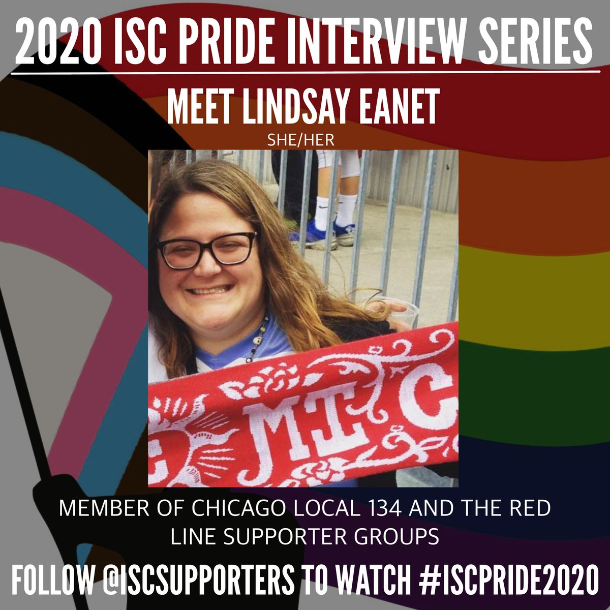 ISCSupporters's tweet photo. 👉 Interviewing @EboniC25 will be Lindsay Eanet of Chicago. Lindsay is a member of @ChicagoLocal134 and @TheRedLineSG.

📅 Sunday, June 28 at 2pm ET
📍 https://t.co/O6xISLhiMh

#ISCPride2020 
#Pride #MKOT https://t.co/SCQS0Rv3Jk