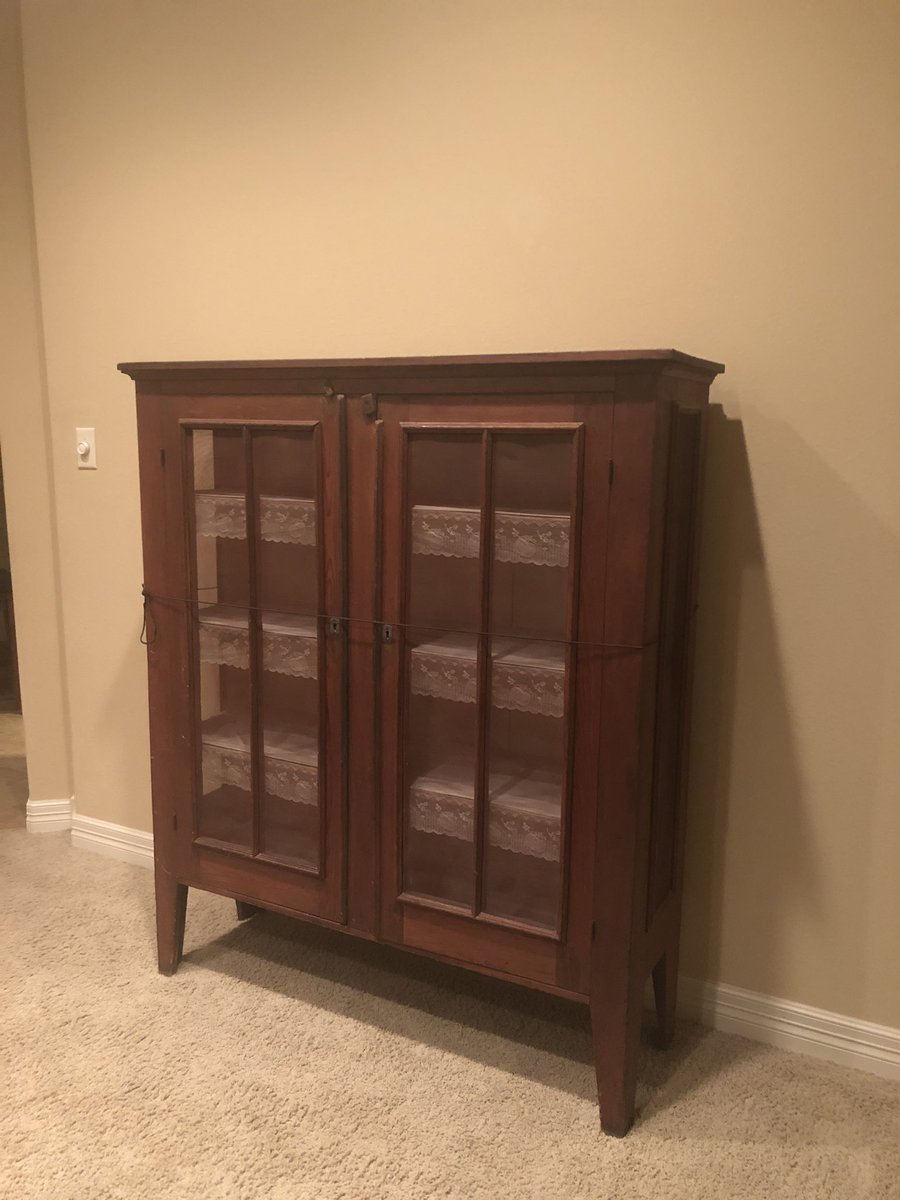 I asked my son, Ryan, for help moving my grandparents’ pie safe from the garage inside to my dining room.  I recently brought it home from my parents house.  ❤️ #TWEhowl #TWEmm