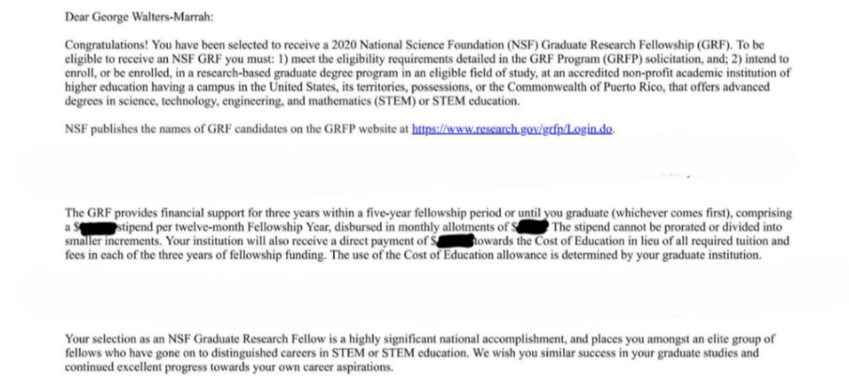 I'm proud to say that I will be attending Stanford to pursue a fully-funded PhD in Biophysics! As a first-gen, underrepresented student I hope to inspire the next-generation of great leaders and will be doing so as a Stanford VPGE Fellow and NSF Fellow.