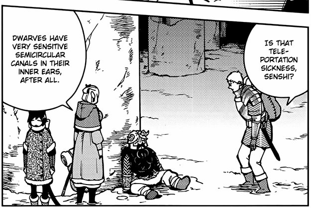 @marysuewriter if anyone is interested, I think a dungeon meshi (by ryoko kui) is a very good examples of this, with a lot of thought put into the differences how races interact and perceive each other. the history goes beyond the page and you can see how it influences each characters thoughts. 