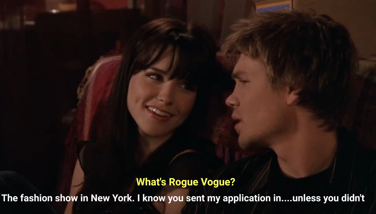 3x11:Lucas doesn't submit Brooke's designs to Rogue Vogue, but he did it for Peyton when he barely even knew her."I should know you well enough to do something like that."  That's the point, Lucas.