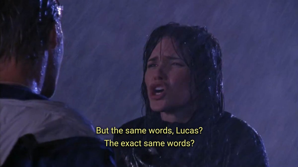 3x13:This is leading up to Brucas most "memorable" moment and the entire time leading up to it, they're fighting about Peyton.Their angst revolves around lack of communication, trust, and Peyton.Lucas and Peyton as a couple never talked about Brooke. They never had to.