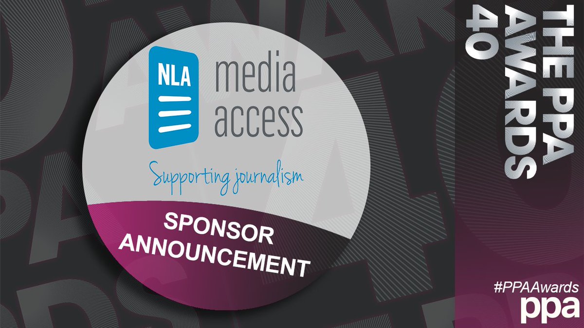 We're so pleased that @NLAmediaaccess will be sponsoring this year's #PPAAwards. NLA is a publisher-owned rights licensing and publisher services business with a core aim of supporting journalism.