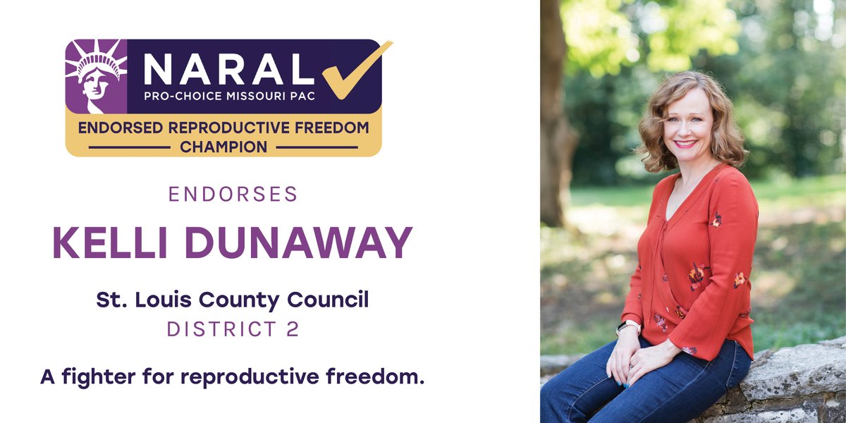 <a href="/DunawayKelli/">Kelli Dunaway</a> understands that reproductive freedom is non-negotiable. She’s a bold leader committed to expanding comprehensive reproductive healthcare for everybody, and we’re proud to endorse her for #STL County Council.