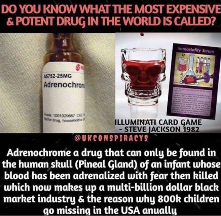 PART 26: Adrenochrome This is a short explanation of it and this is backed up by science so don’t hit me w/ “it’s a conspiracy” bs