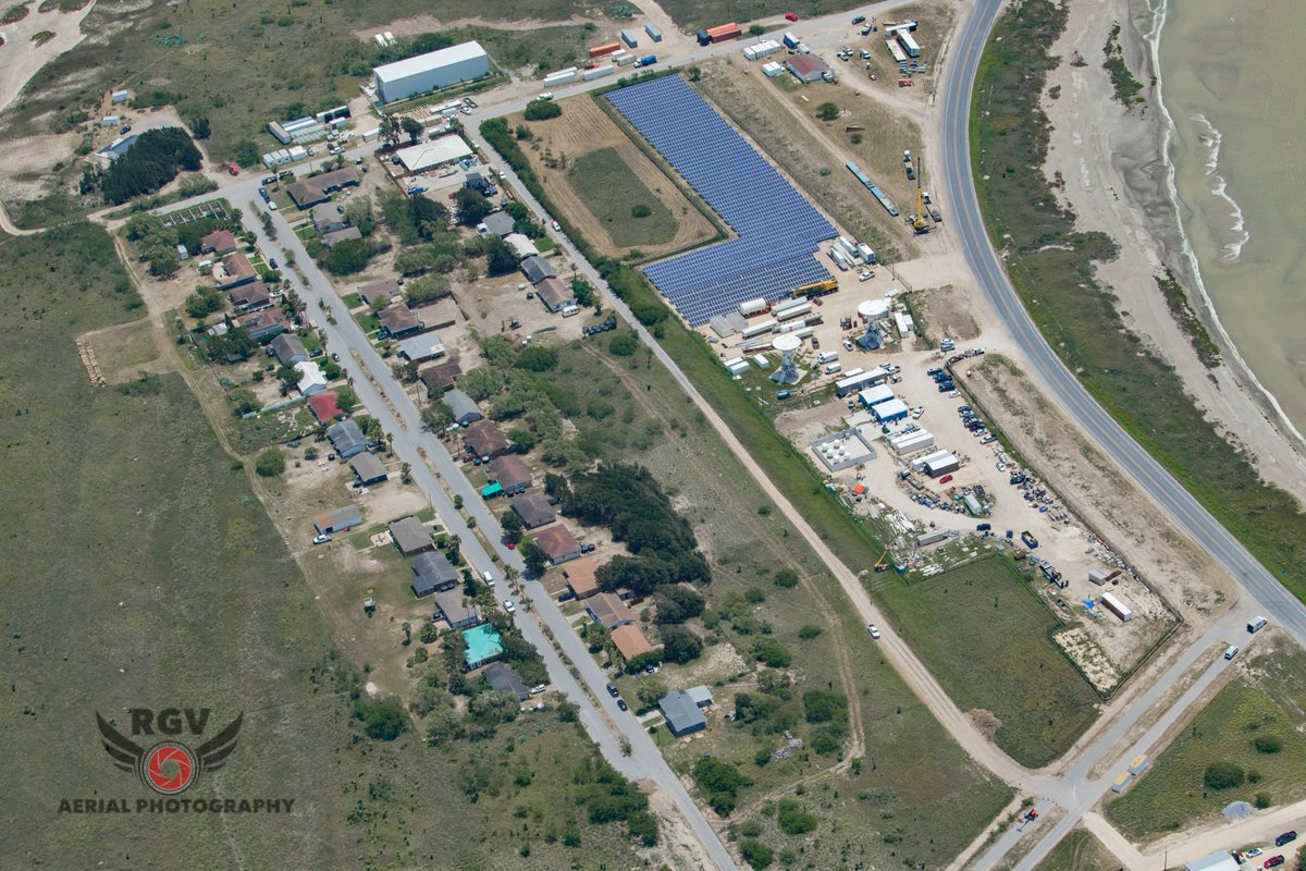 An overhead shot of the houses at Boca Chica Village where SpaceX employees live at Starbase.