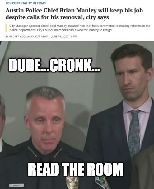 Debmocracy's tweet photo. Why won't @AustinCityMgr @spencercronk do right by #ATX ? 10s of 1000s have spoken: @Chief_Manley MUST GO! Here's 36 REASONS why: https://t.co/MhoH22G5Ya #Atxprotests #Atxprotest @AtxJustice #mikeramos #BlackLivesMattters
@Grits4Breakfast @chrisharris101 #ATXCouncil https://t.co/q8mflPZixn