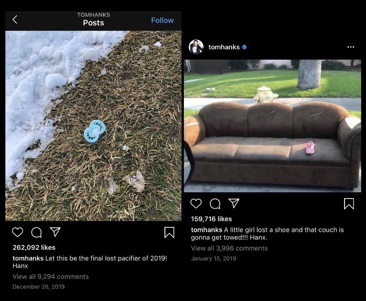 PART 13: Tom Hank’s instagram posts. As you remember, he was specifically exposed as a p3dophile by Kappy. Some believe that these items belong to the victims he abused.