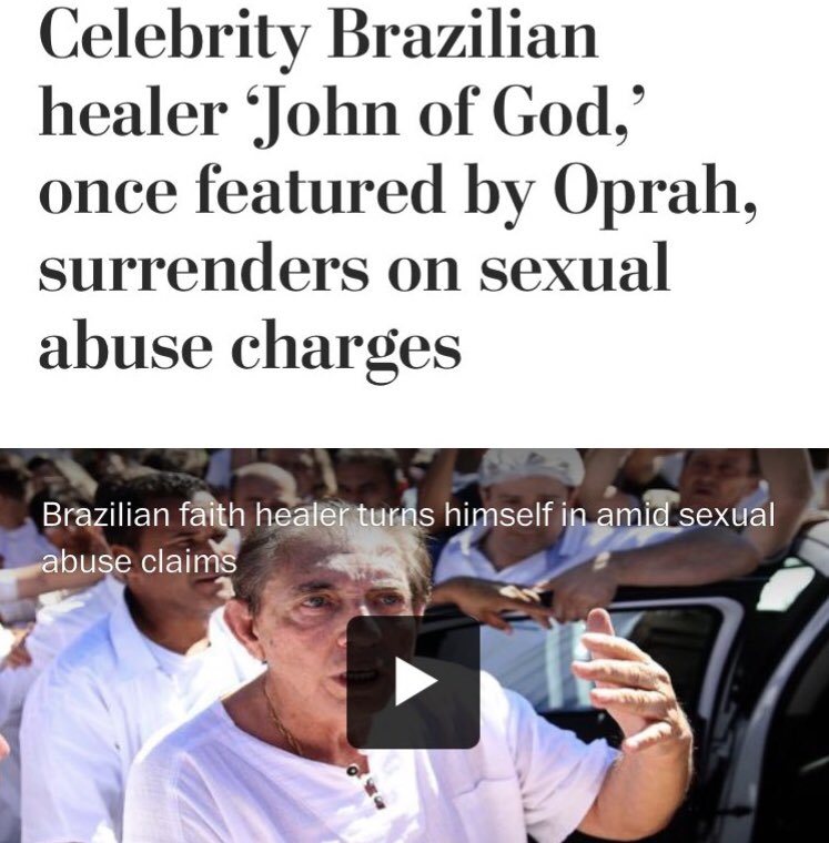 PART 16: ‘John of God’Here’s one way Oprah just so happened to be linked with a child trafficker, look up her charities if you want more links.