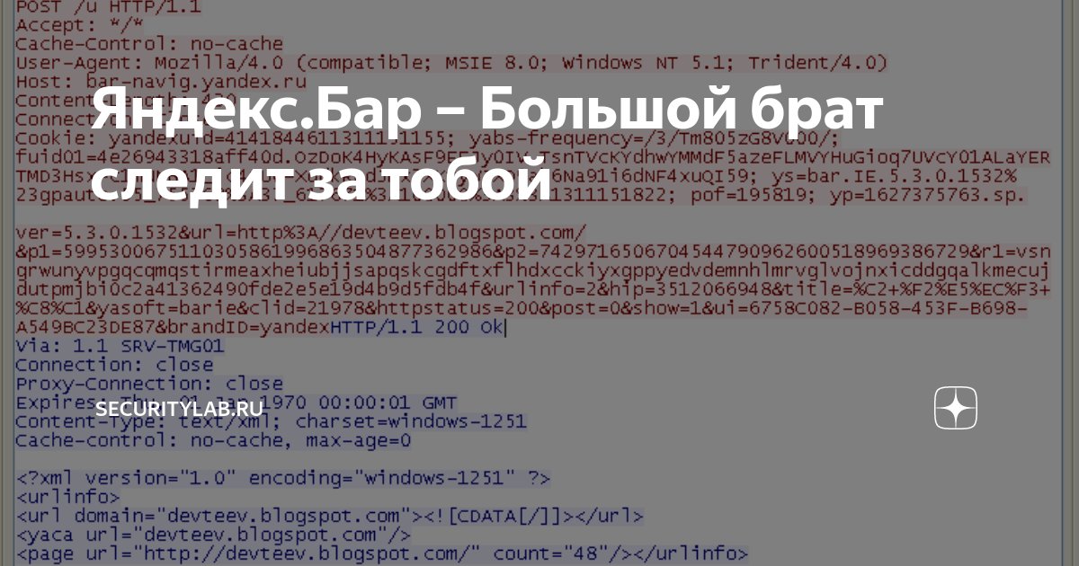 RussSL's tweet image. #Securitylab.ru - 12 176 подписчиков: #Яндекс.Бар – Большой брат следит за тобой | 20 июня buff.ly/3fWzwuO