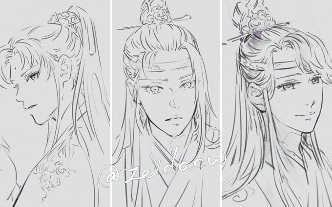 sketch suggested by patrons:  
#MDZS jr trio when they're adults ~(OvO)~✨ 