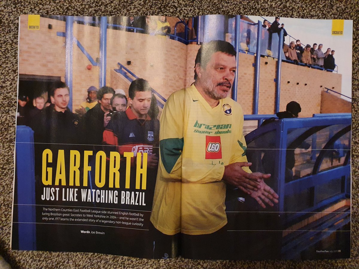 This month's <a href="/FourFourTwo/">FourFourTwo</a> is well worth a read. Even more so for <a href="/TheGarforthTown/">Garforth Town AFC</a> supporters with 6 pages stepping back in time to Socrates' visit. Great to see them featured alongside other Brazilians including Romario, Rivaldo, Carlos, Firmino etc &amp; great past teams. Superb.